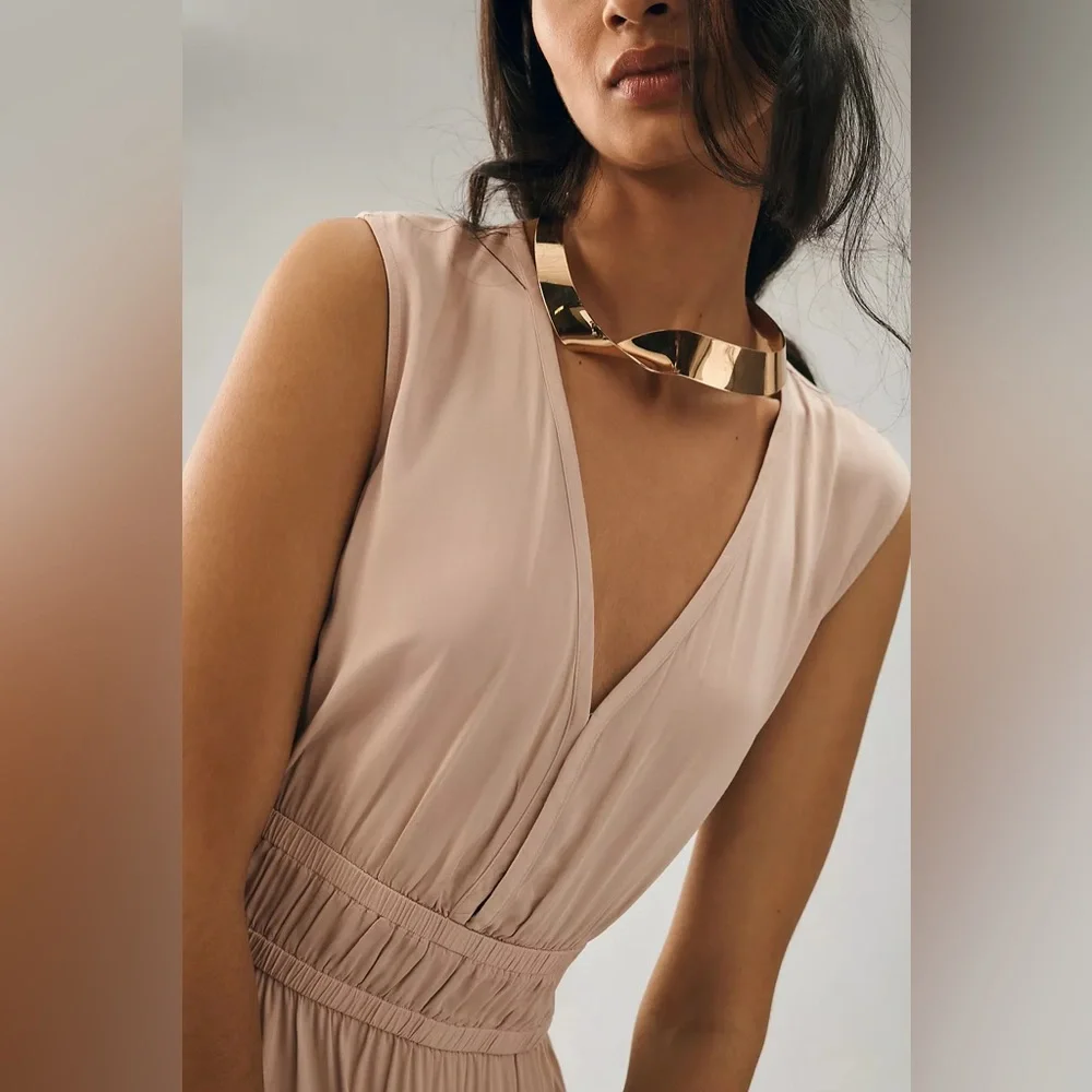 Anthropologie Cloth & Stone Sleeveless Deep-V Dress size small